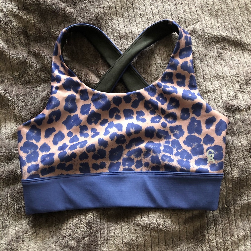 Size 1 Good American purple leopard sports bra